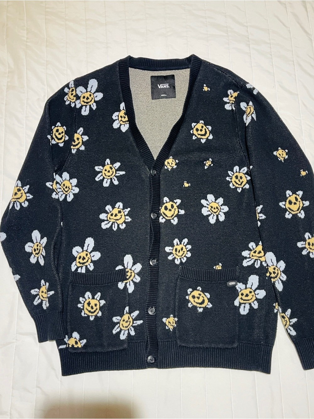 Vans Black Floral Smiley Cardigan